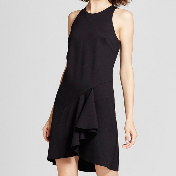 Mossimo Supply Co. Dresses & Skirts - Black asymmetrical ruffle tank dress ponte knit